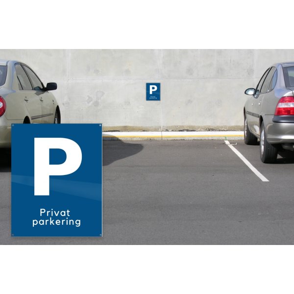 Skilt | P + Privat parkering | 20x25 cm