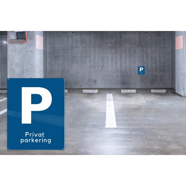 Skilt | P + Privat parkering | 20x25 cm