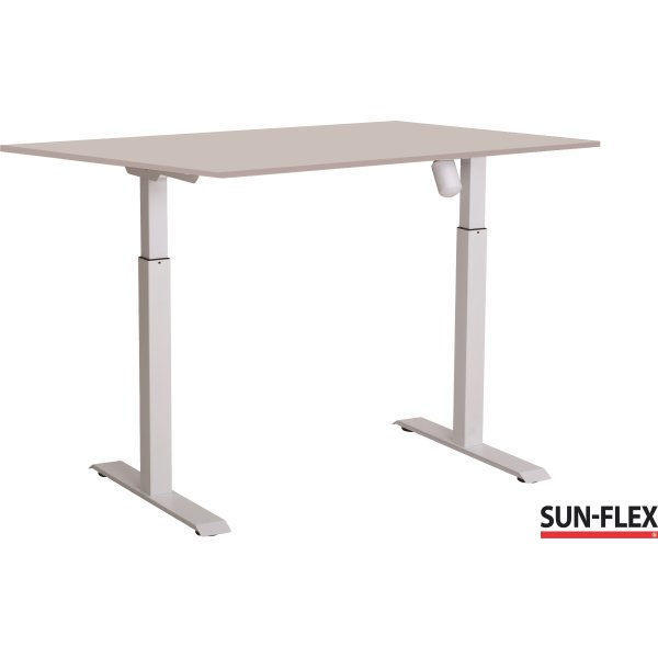 Sun-Flex I hæve-sænkebord, 140x80, Hvid/grå