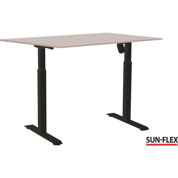 Sun-Flex I hæve-sænkebord, 160x80, Sort/lys grå