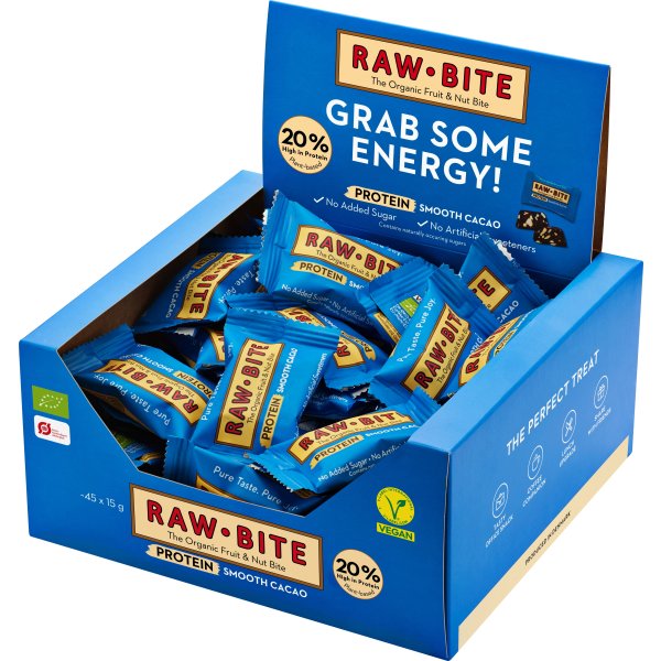 Rawbite Protein Cacao Officebox, 45 bites á 15 g