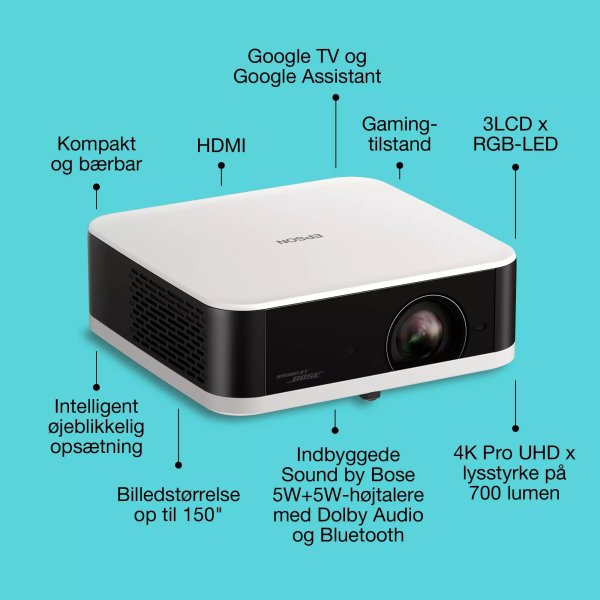 Epson Lifestudio Pop EF-61W projektor, diamanthvid
