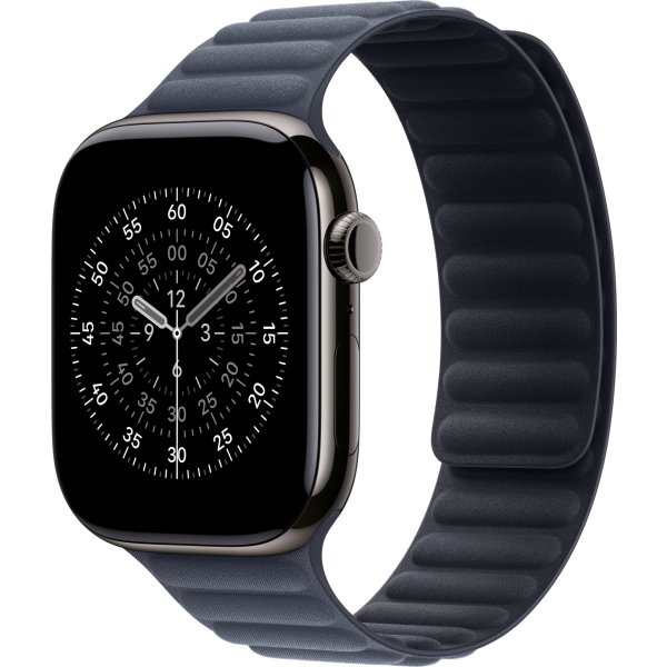 Apple Magnetisk ledrem, blå, 46 mm - M/L