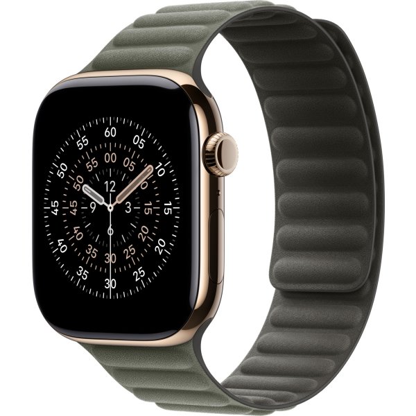 Apple Magnetisk ledrem, salviegrå, 46 mm - M/L
