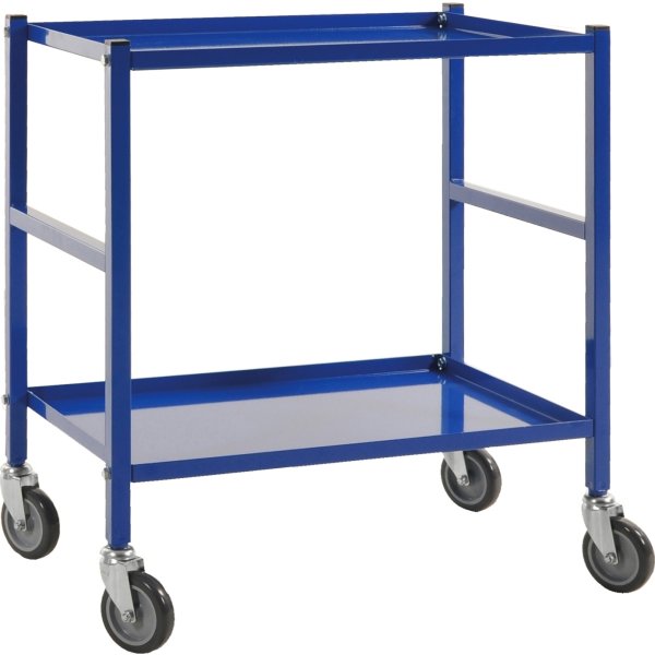 Rullevogn, 2 hylder, 670x415x760, 150 kg, Blå