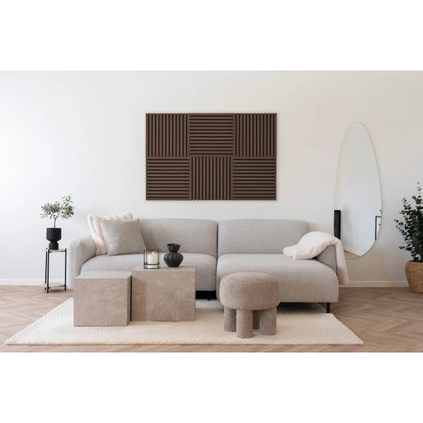 Form akustikpanel, 52x52x2,5 cm, finer/valnødlook