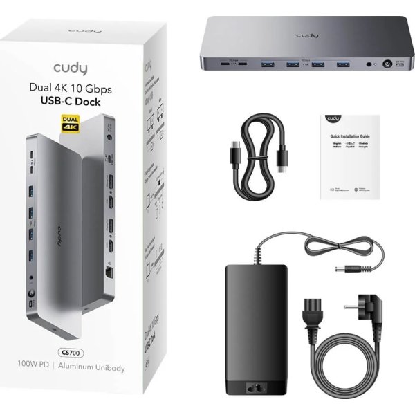 CUDY Dockingstation CS700 10Gbps USB-C Dual 4K
