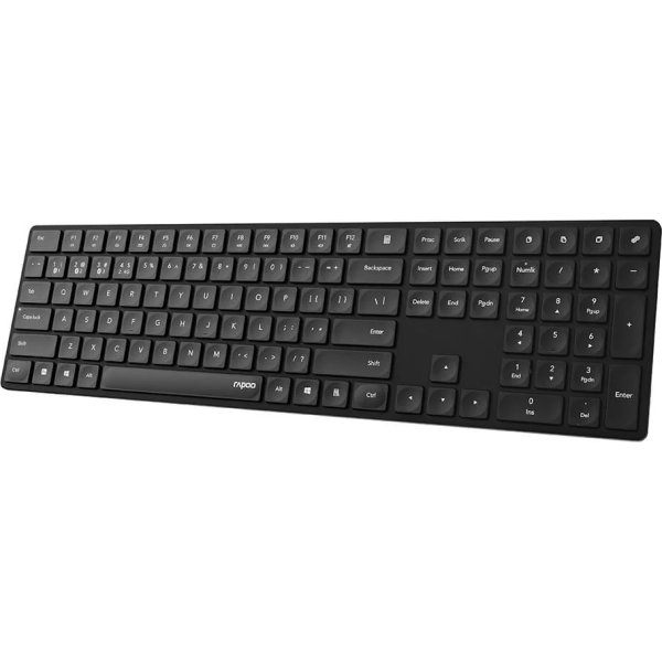 RAPOO Tastatur E8020, Multi-Mode, Trådløs, smalt