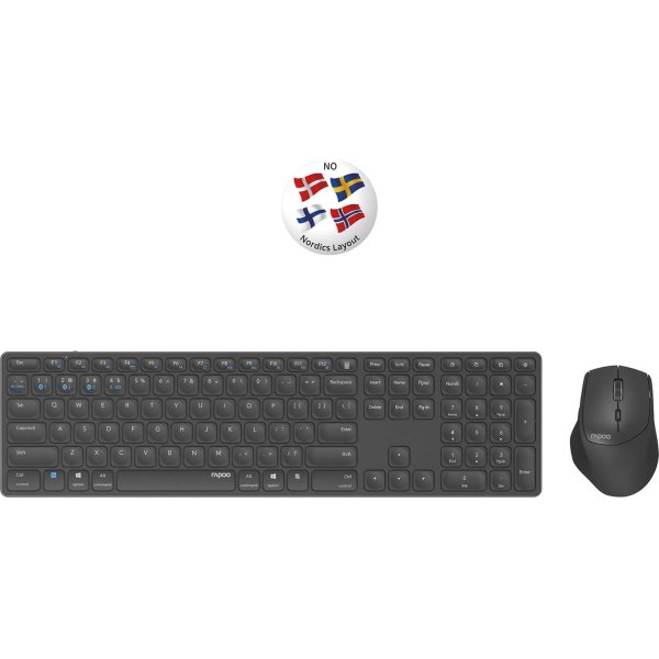 RAPOO Tastatur/Mus-Sæt 9800M, Trådløs, Multi-Mode