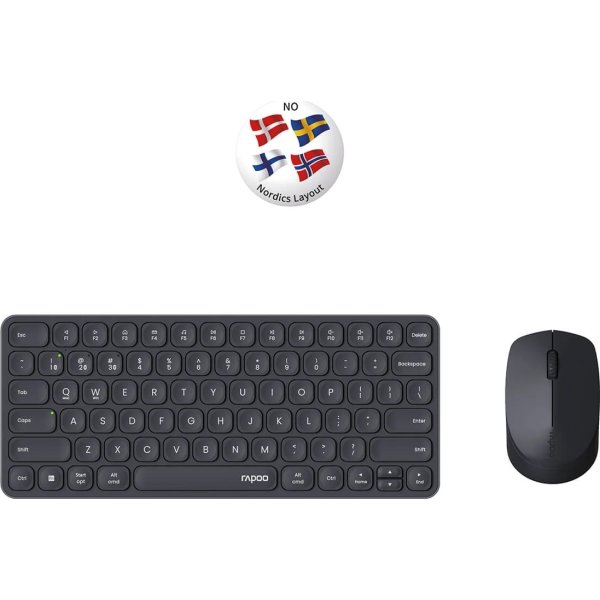 RAPOO Tastatur/Mus-Sæt 9010M, Trådløs, Multi-Mode