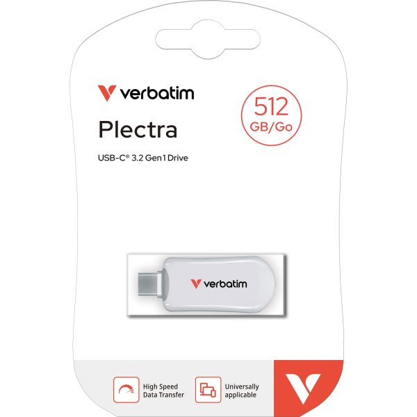 VERBATIM Plectra USB-C Flash Drive, Hvid - 512GB