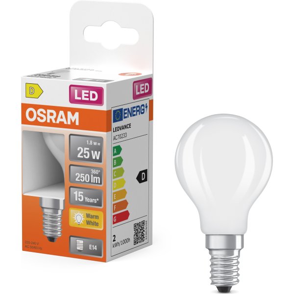 Osram Classic LED Kronepære Frosted E14, 1.8W