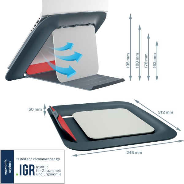Leitz Cosy 17" laptop stander, grå