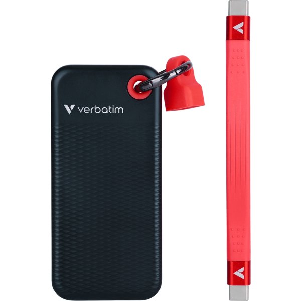 VERBATIM USB 3.2 Gen 2 1TB, SSD, Sort/Rød