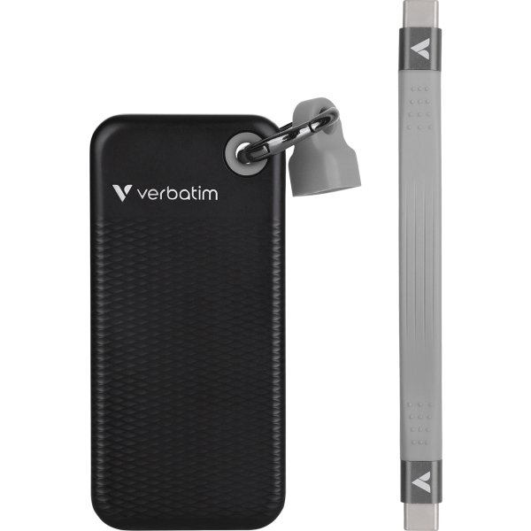 VERBATIM USB 3.2 Gen 2 2TB, SSD, Sort/Grå
