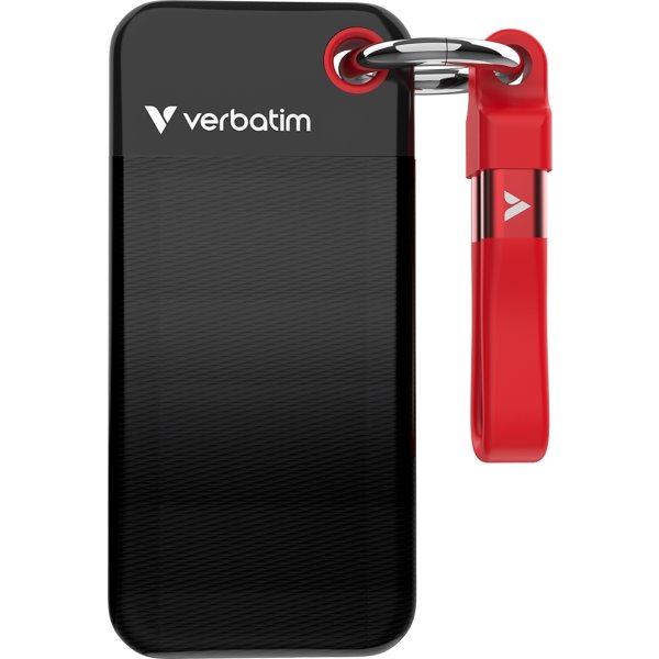VERBATIM USB 3.2 Gen 2 2TB, SSD, Sort/Rød