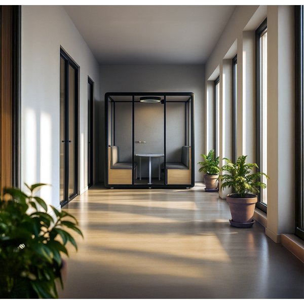 MuteTalk mødeboks, 2-4 pers., inkl. bord/2 sofaer