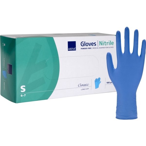 Nitrilhandsker lang | Pudderfri | Small | 100 stk