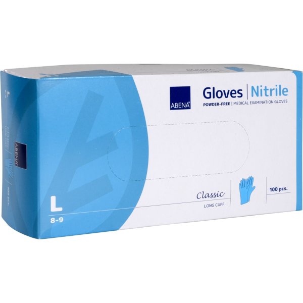 Nitrilhandsker lang | Pudderfri | Large | 100 stk
