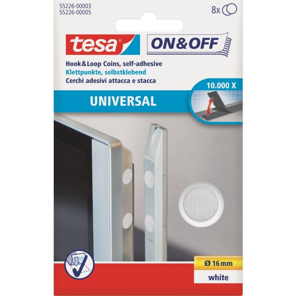 tesa on & off Burretapebrik | Ø16 | Hvid