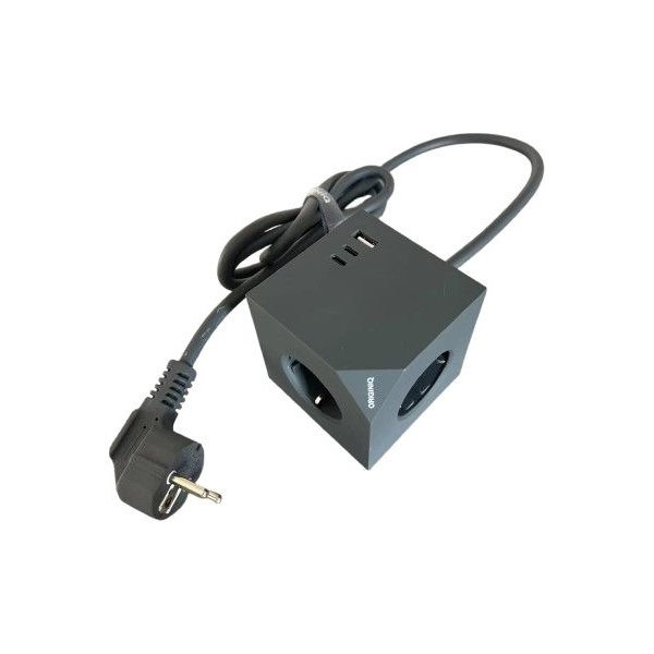 MicroConnect Forlængerledning, 3-stik, USB, 1,5 m