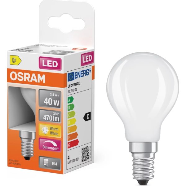 Osram Retro LED Kronepære E14, 3,4W=40W, dæmpbar