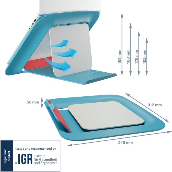 Leitz Cosy 17" laptop stander, blå