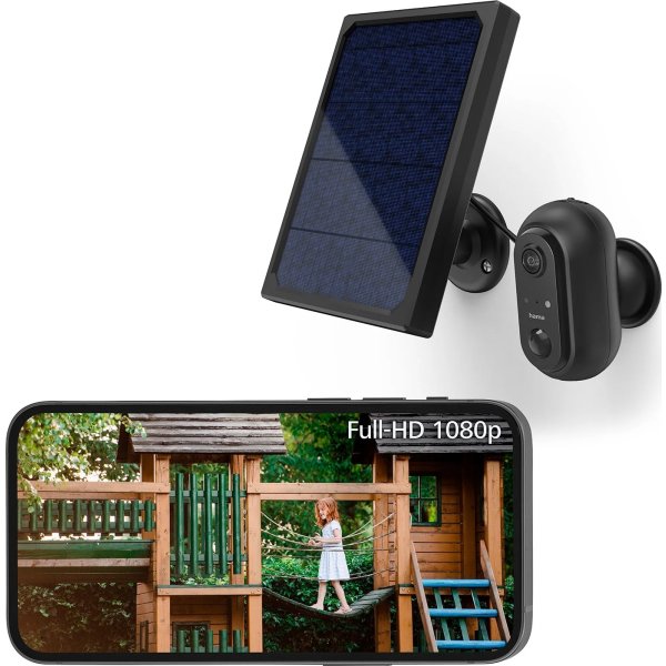 HAMA Overvågningskamera, udendørs, solcelle, sort