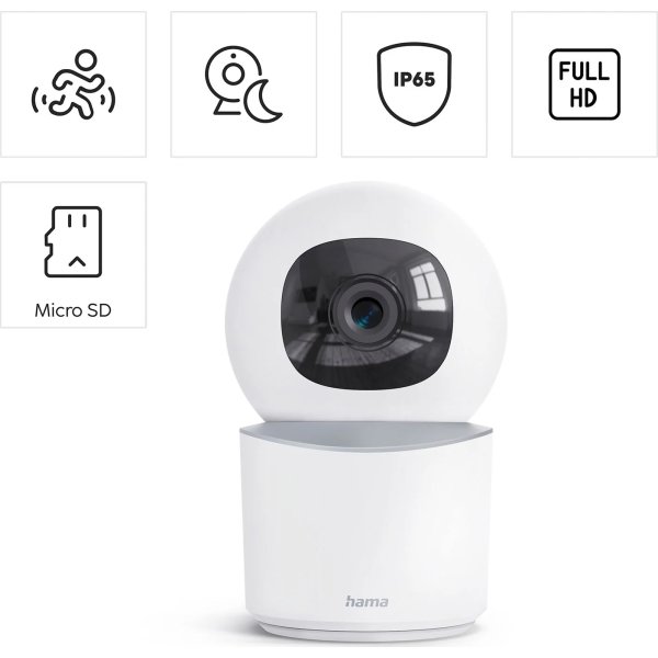 HAMA Overvågningskamera, indendørs, drejelig, hvid