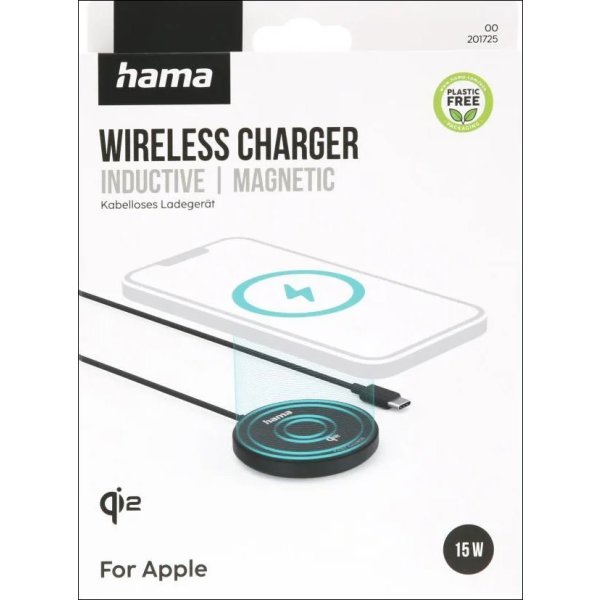 HAMA Trådløs opladning, Qi2 - 15W, Sort