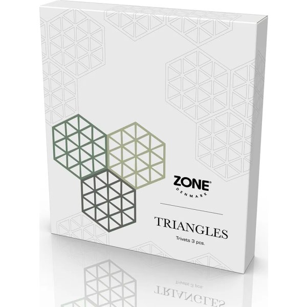 Zone Trekants Bordskåner 3 stk. grøn, gul, brun