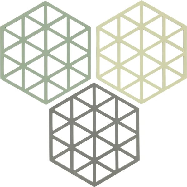 Zone Trekants Bordskåner 3 stk. grøn, gul, brun