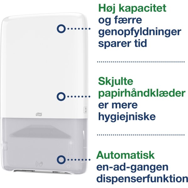 Tork H5 Automatisk Dispenser Håndklædeark, hvid