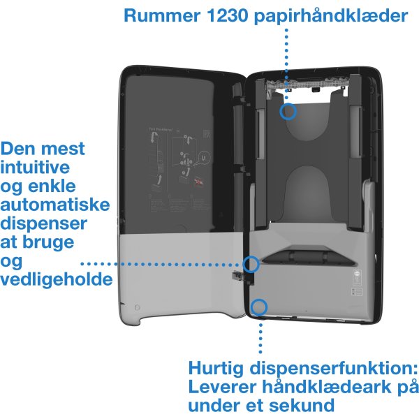 Tork H5 Automatisk Dispenser Håndklædeark, Sort