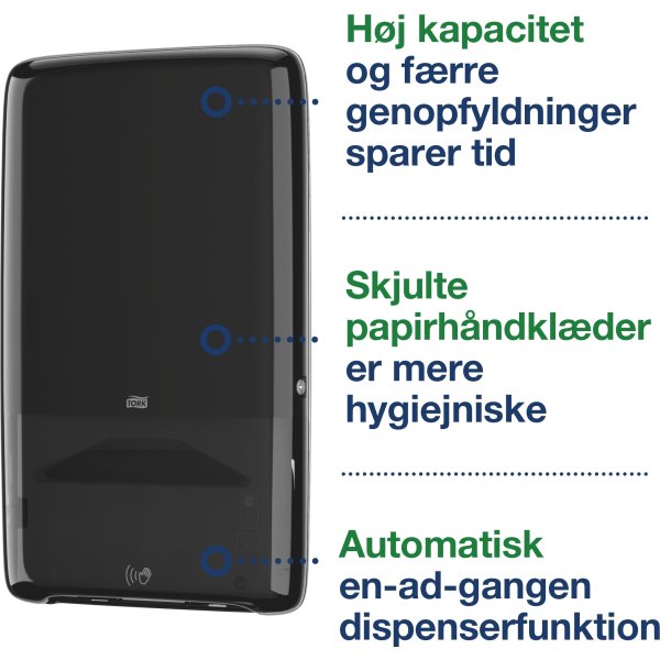 Tork H5 Automatisk Dispenser Håndklædeark, Sort
