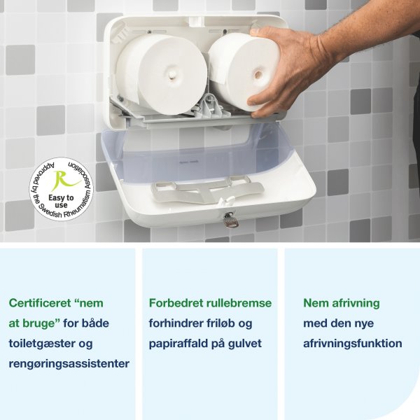 Tork T7 Dispenser Toiletpapir u/hylse, Dual, Sort
