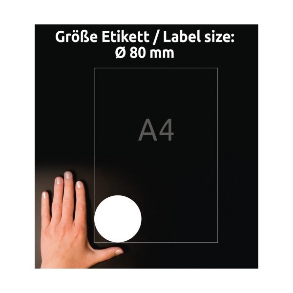 Avery runde produktetiketter | Ø 80 mm | 60 stk.