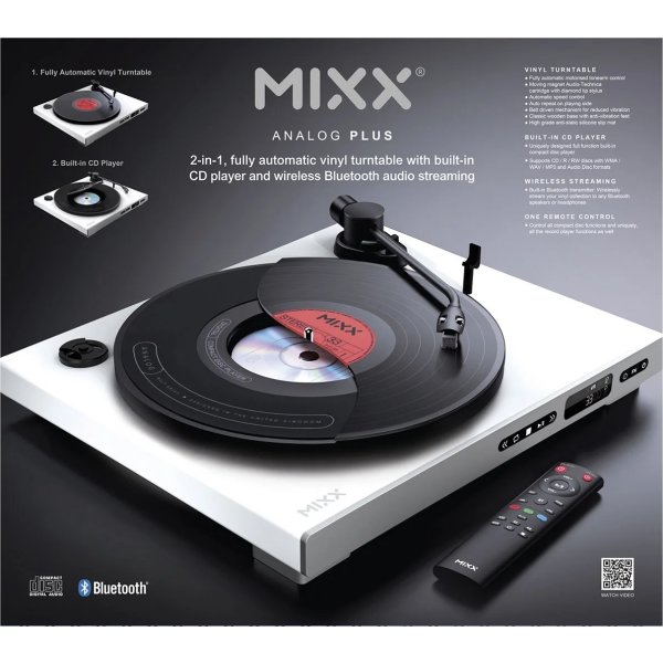 MIXX Vinyl- og CD-afspiller, Analog Plus - Hvid