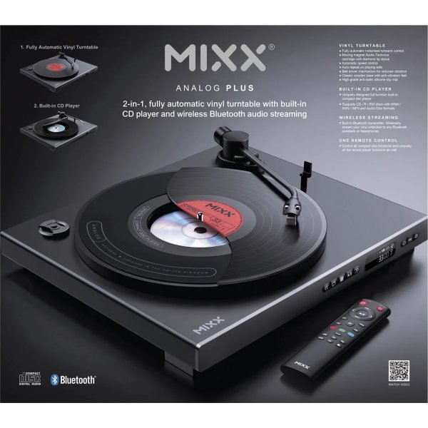 MIXX Vinyl- og CD-afspiller, Analog Plus - Sort