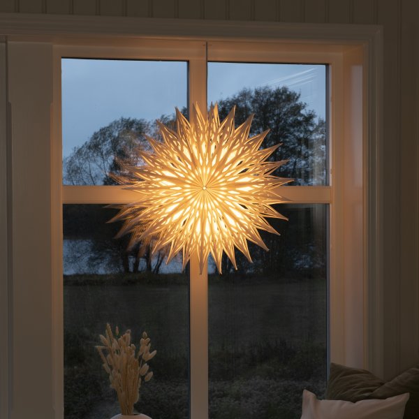 Papirstjerne, Hængende, Ø60 cm, Hvid