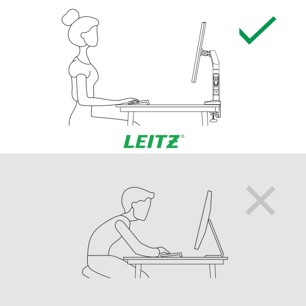 Leitz Ergo pladsbesparende single monitor arm, grå
