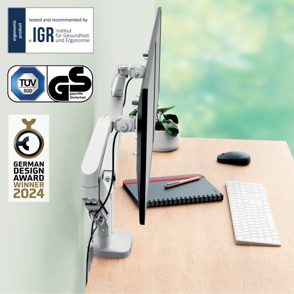 Leitz Ergo pladsbesparende dual monitor arm, grå