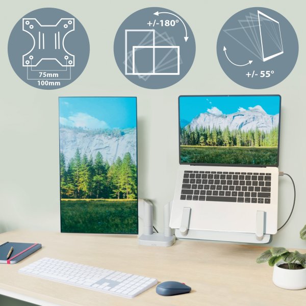 Leitz Ergo dual monitor arm & laptop arm, grå