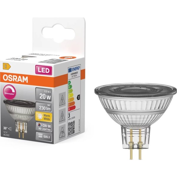Osram LED Spotpære GU5.3, 2.2W = 20 W, dæmpbar