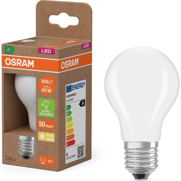 Osram LED Standardpære mat E27, 3.8W=60W
