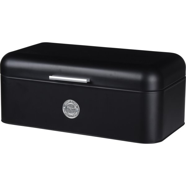 Brødkasse, sort, metal, 42x22x16 cm.