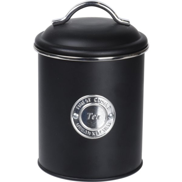 Opbevaringsdåser til kaffe/te/sukker, sort, metal