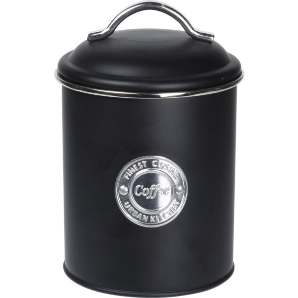 Opbevaringsdåser til kaffe/te/sukker, sort, metal