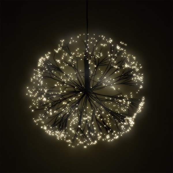 LED Lyskugle m. Grene Ø60 cm, sort/varm hvid