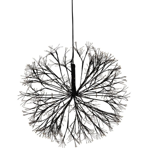 LED Lyskugle m. Grene Ø60 cm, sort/varm hvid